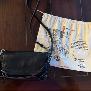 A.S.98 Black Leather Crossbody Bag